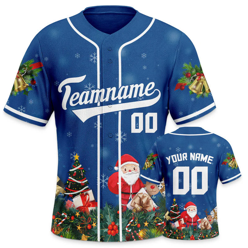 Christmas Day Custom Royal White Santa Claus Authentic Baseball Jersey